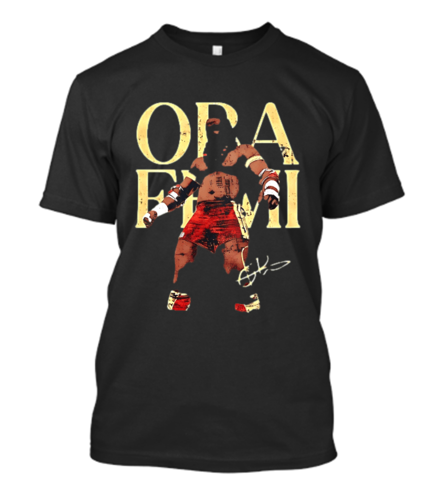 Oba Femi Obi Femi Boxing Warrior Red Shorts Pose T-Shirt