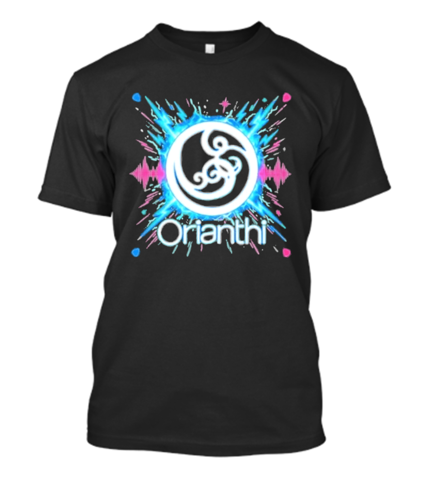 Orianthi Neon Bolt Vibrant Blue And Pink Energy Burst T-Shirt