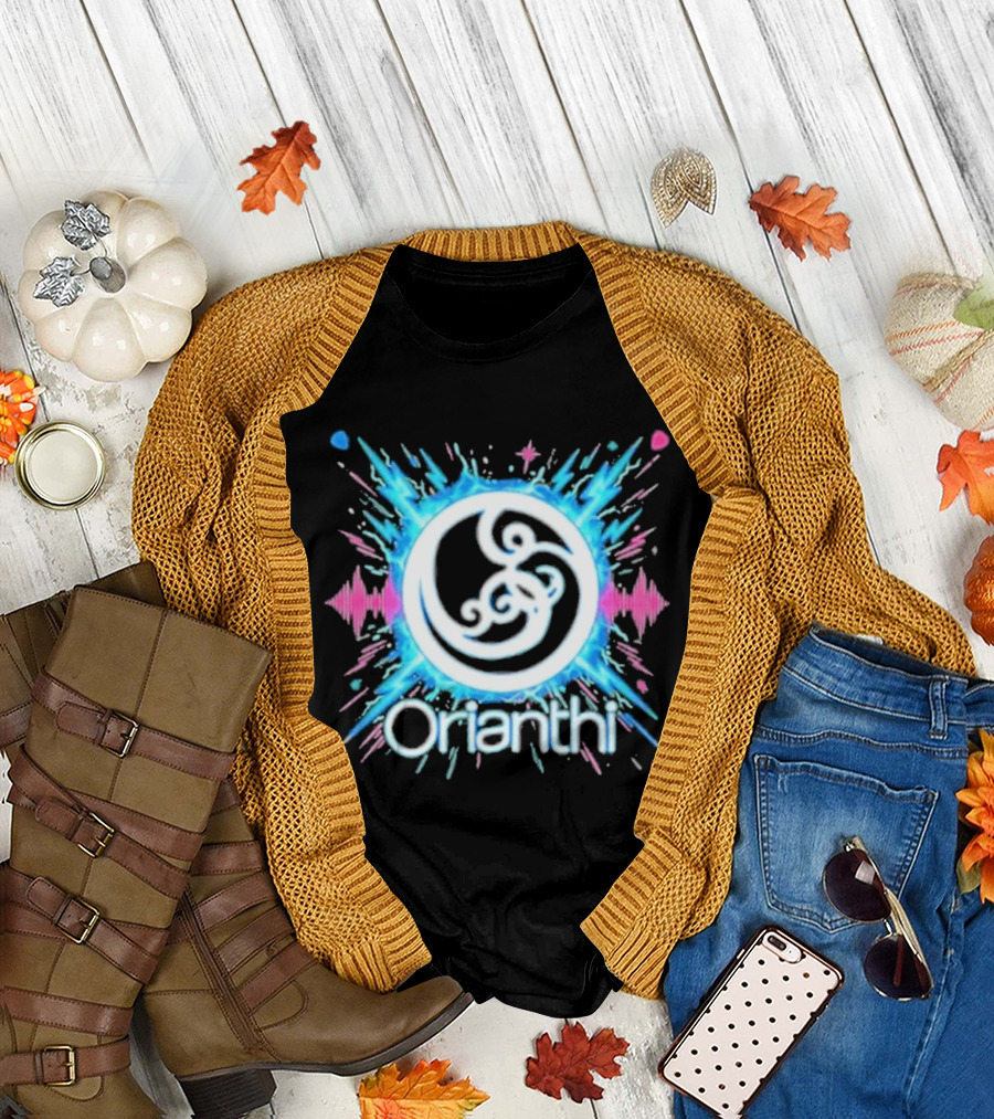 Orianthi Neon Bolt Vibrant Blue and Pink Energy Burst T-Shirt