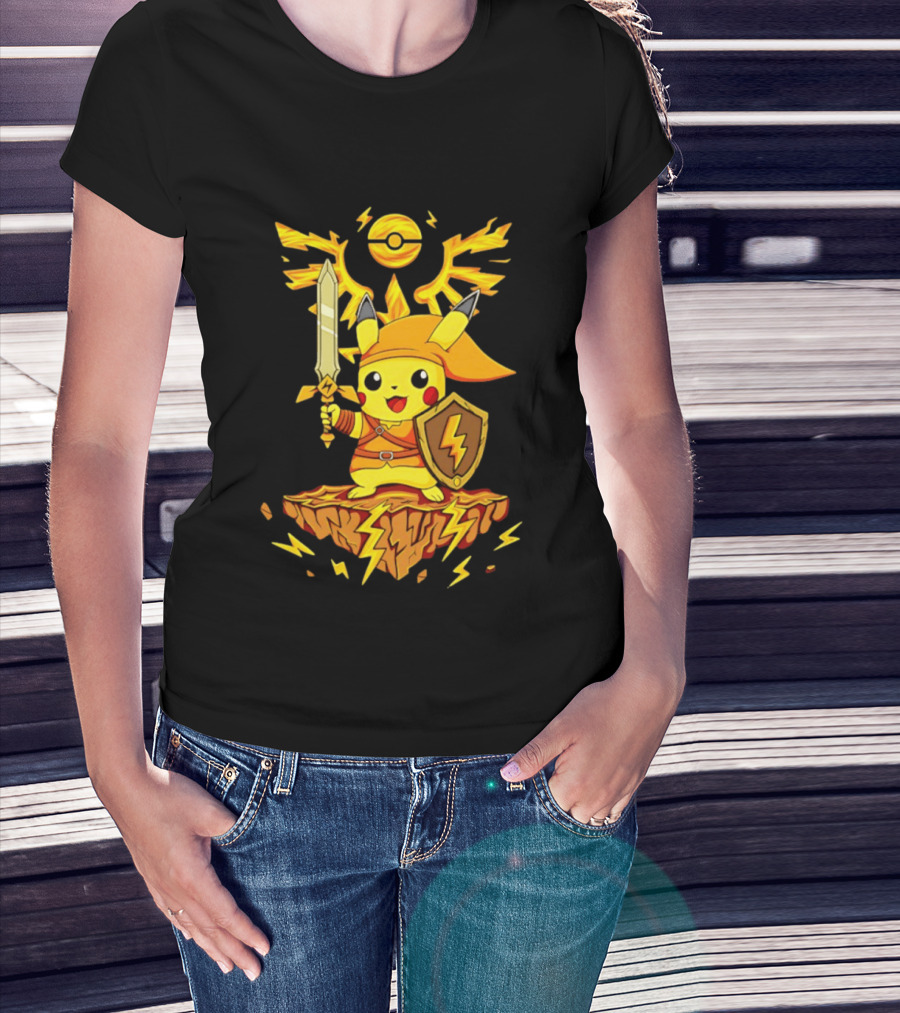 Pikachu Of Link Legend Of Electric Sword And Lightning Shield T-Shirt
