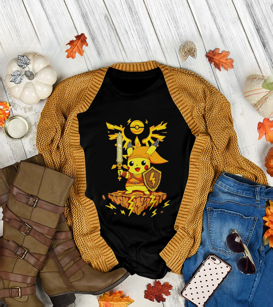 Pikachu of Link Legend of Electric Sword and Lightning Shield T-Shirt