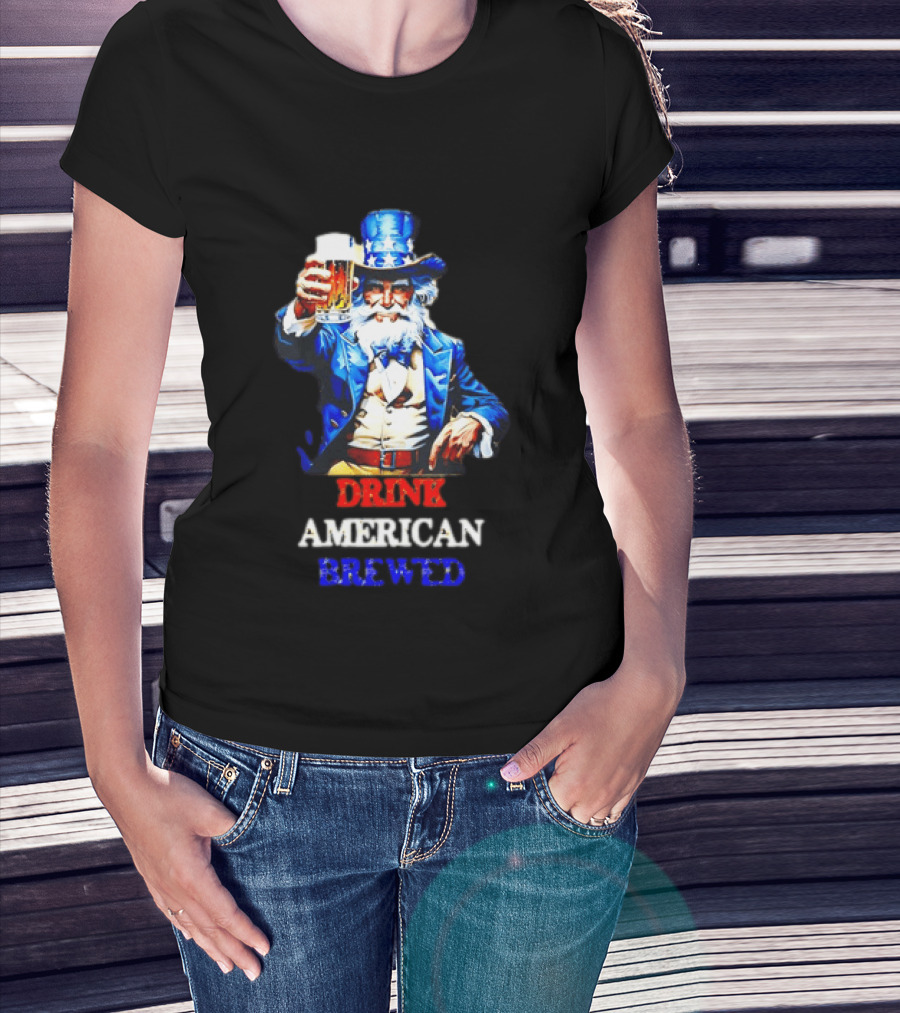 PlanetBeerGear Drink American Brewed Uncle Sam Beer Cheers T-Shirt
