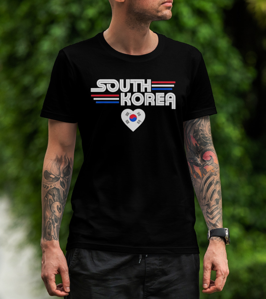 South Korea Heart Flag With Red And Blue Stripes T-Shirt