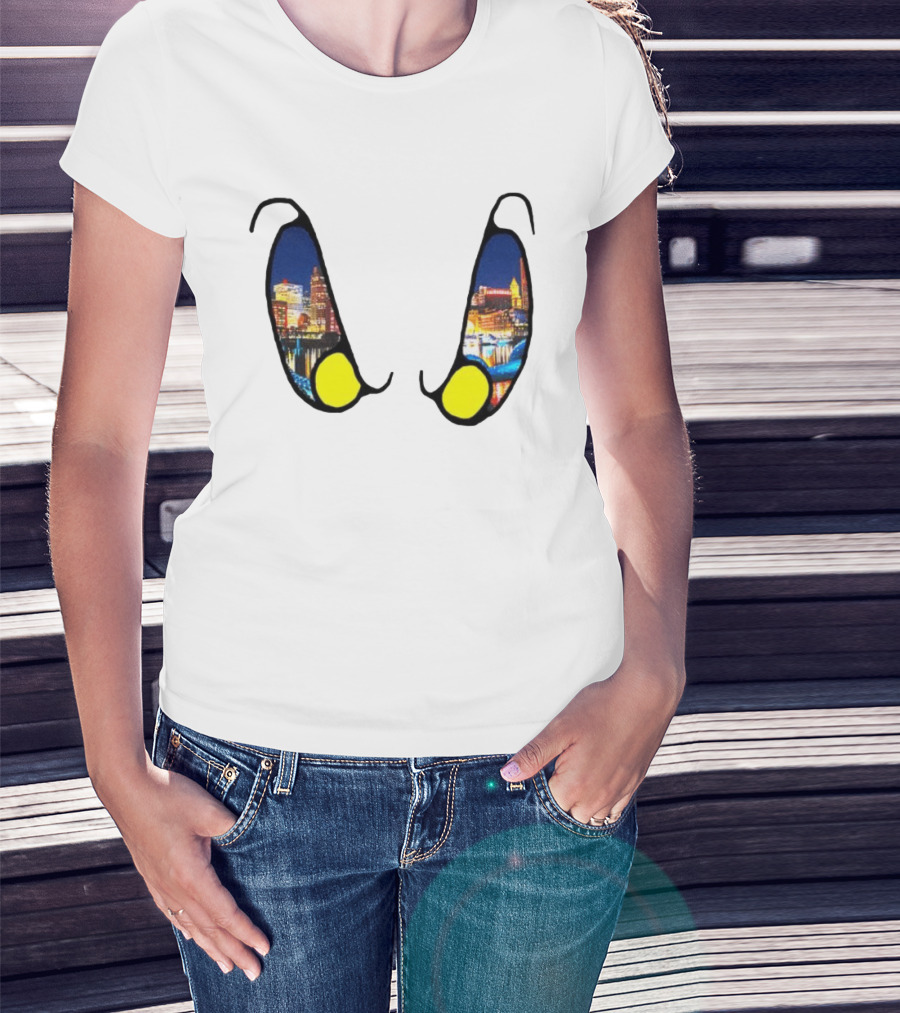 Boston Nightlife Cityscape Reflection In Eyes T-Shirt