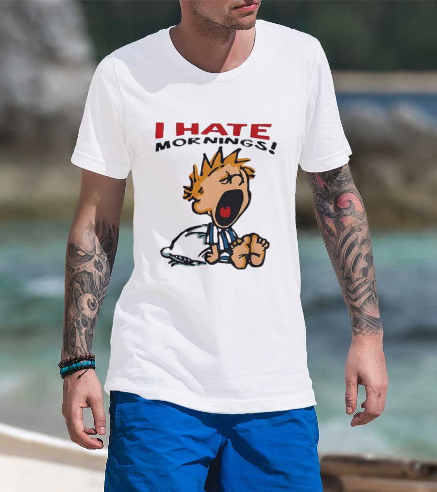 Calvin I Hate Mornings Comic T-Shirt