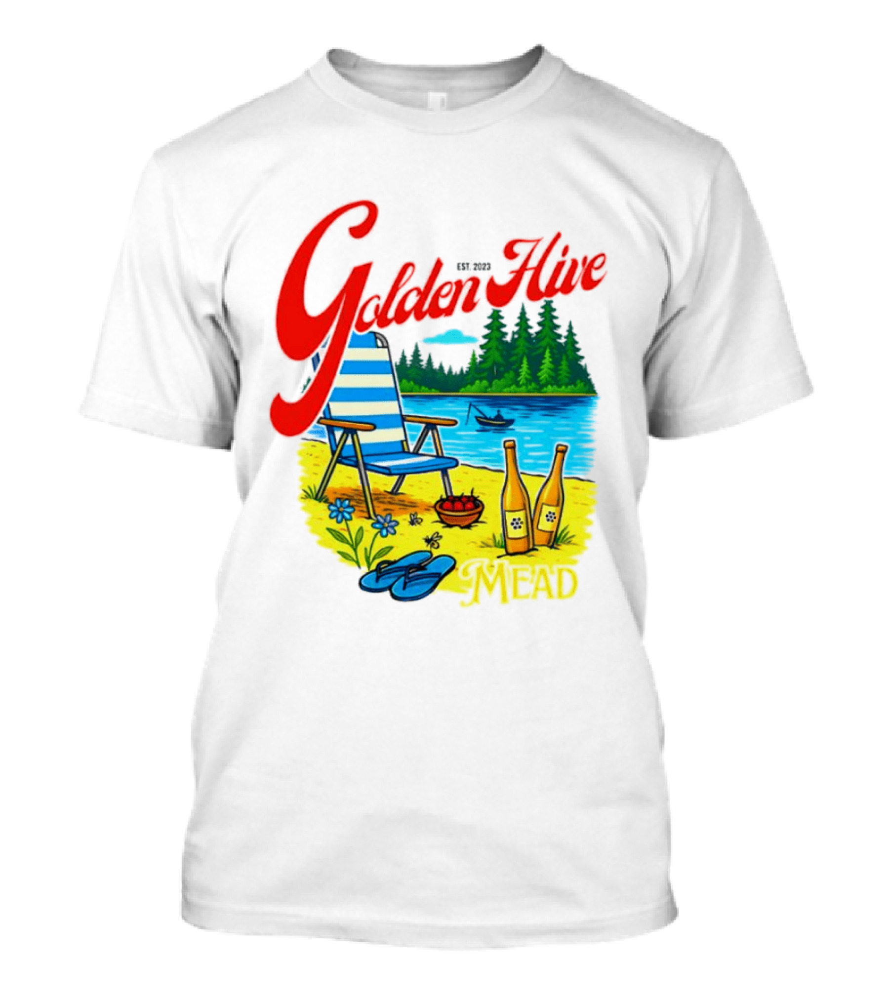 Golden Hive Mead Est 2023 Lakefront Bliss Vintage Escape T-Shirt