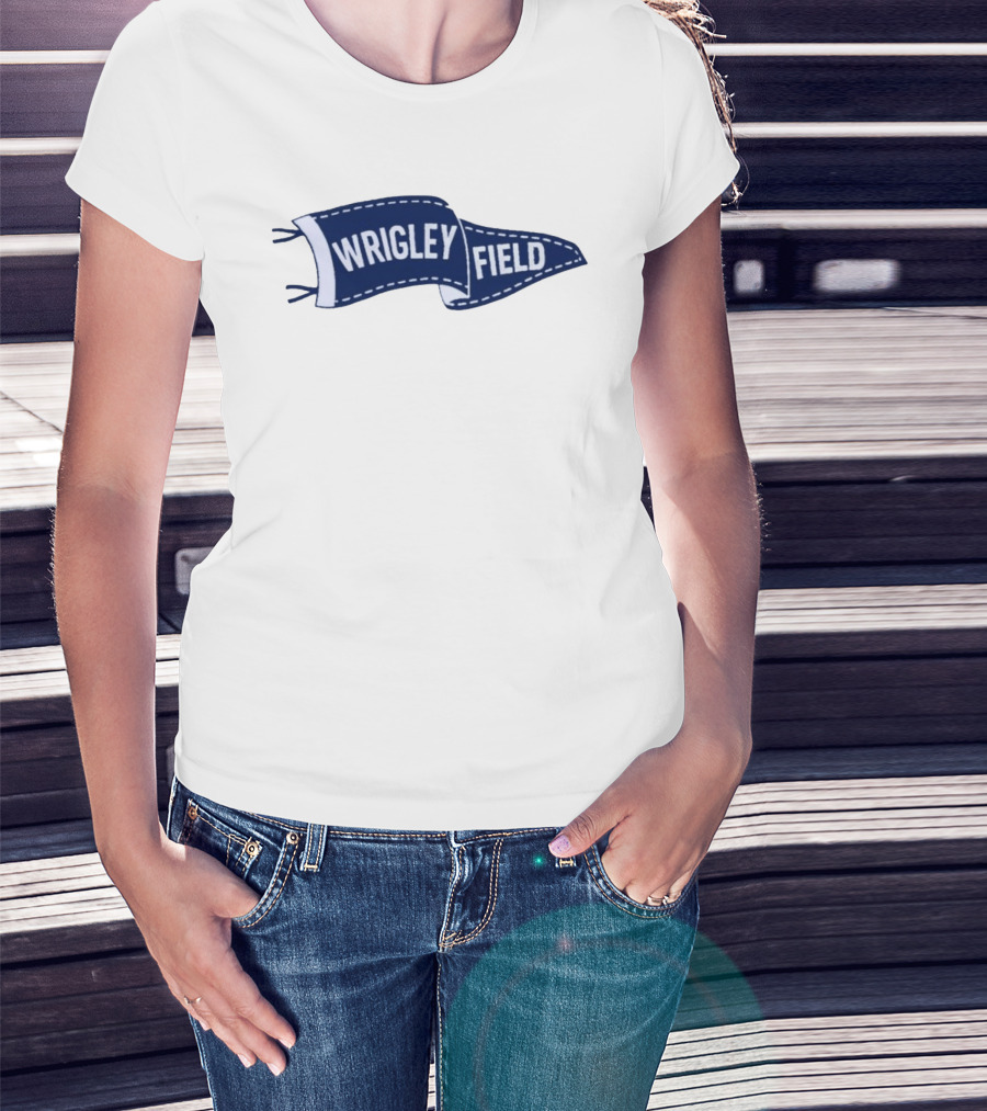 Wrigley Field Pennant Vintage Chicago Cubs Memorabilia T-Shirt