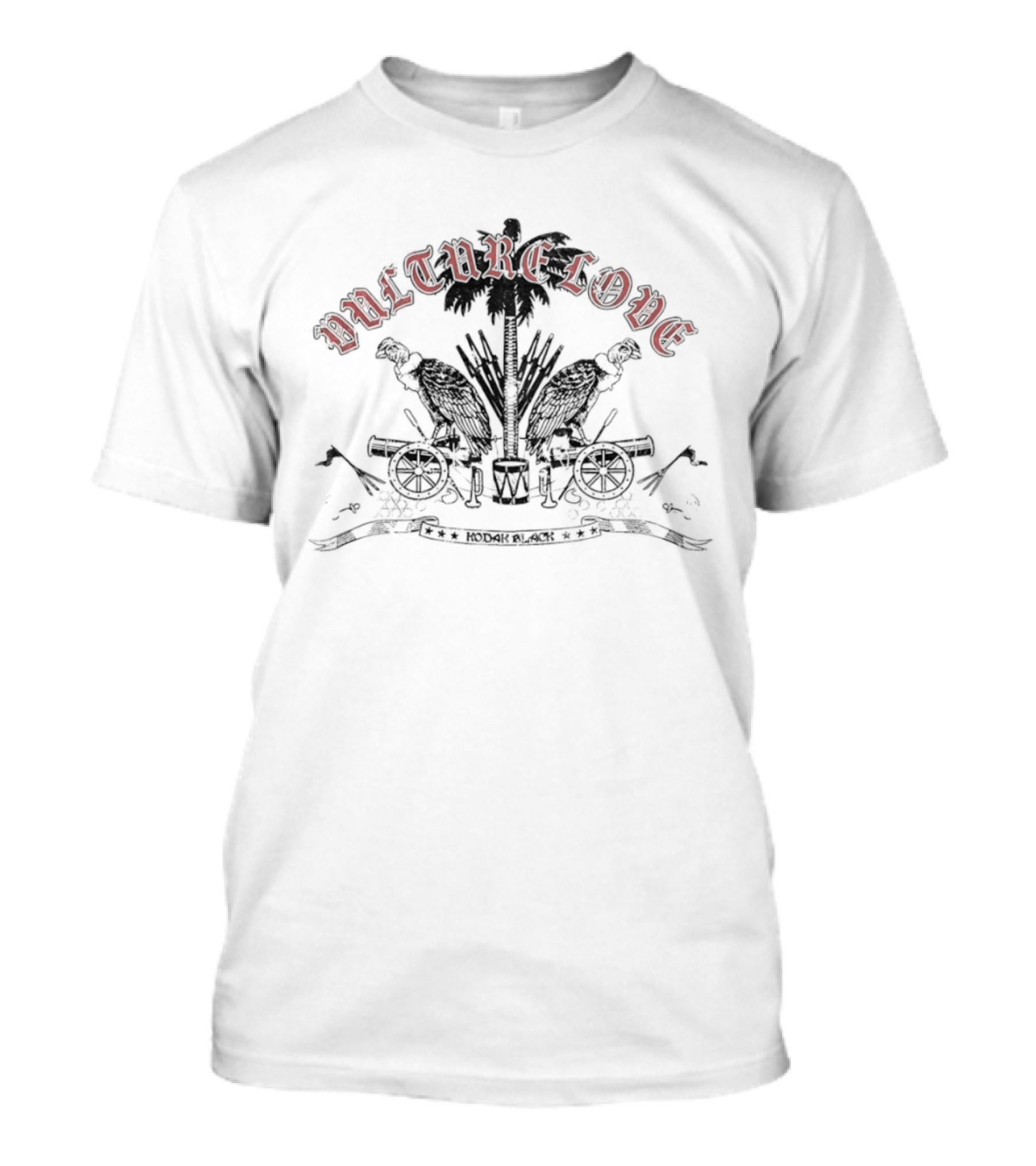 Vulture Love Cannons Palm Trees Black And White T-Shirt