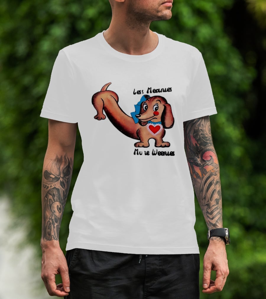 Less Meanies More Weenies Cute Dachshund With Heart And Bow T-Shirt