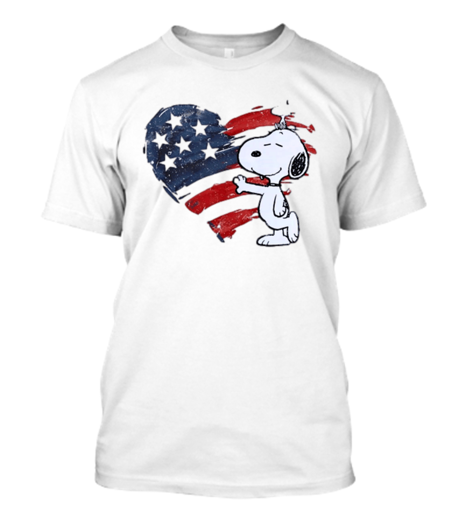 Snoopy Woodstock American Flag Heart Hug T-Shirt