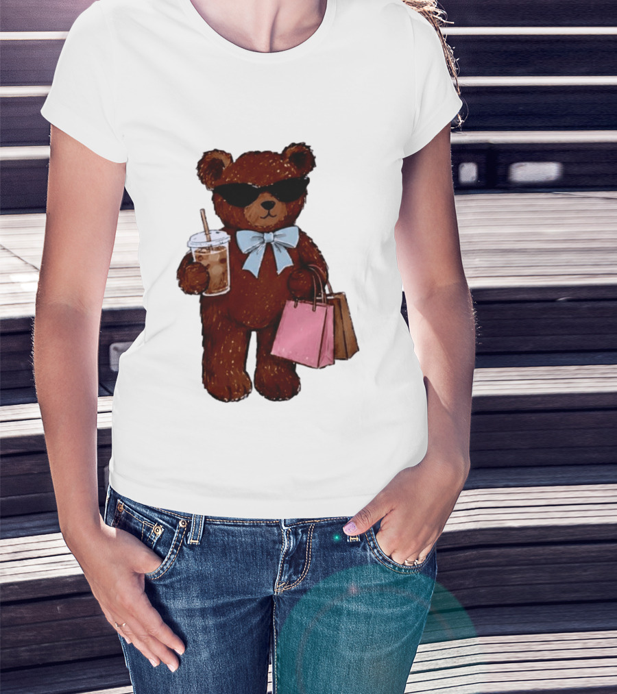 Cool Teddy Bear Shopping With Treats And Accessories T-Shirt