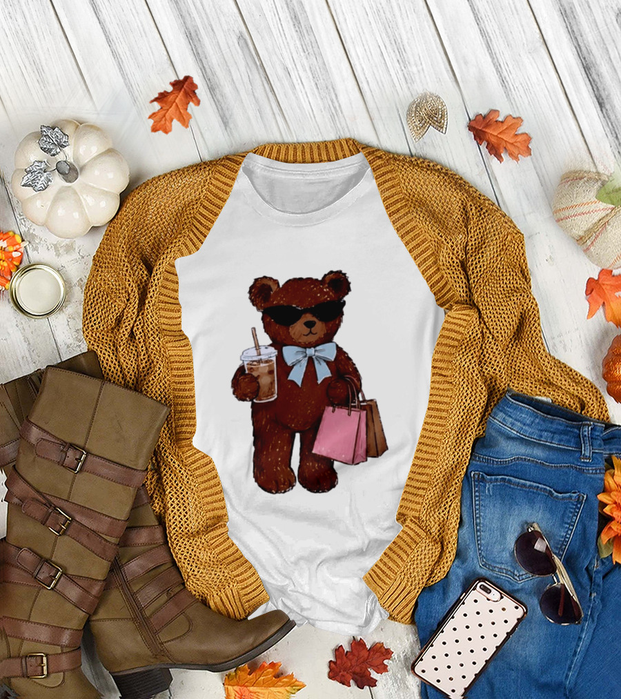 Cool Teddy Bear Shopping with Treats and Accessories T-Shirt