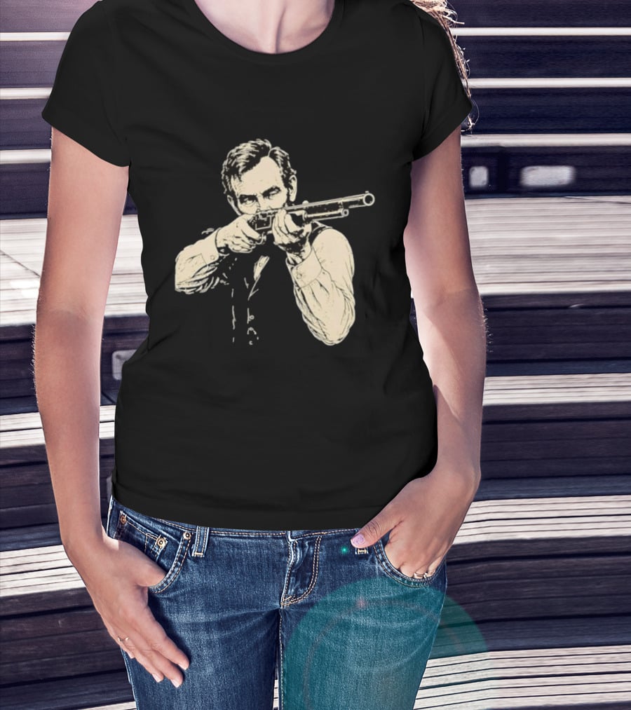 Abraham Lincoln With Lever Action Rifle Famous United States President T-Shirt