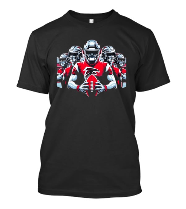 Atlanta Falcons Football Players Red Jersey Art Holding Team Ball T-Shirt