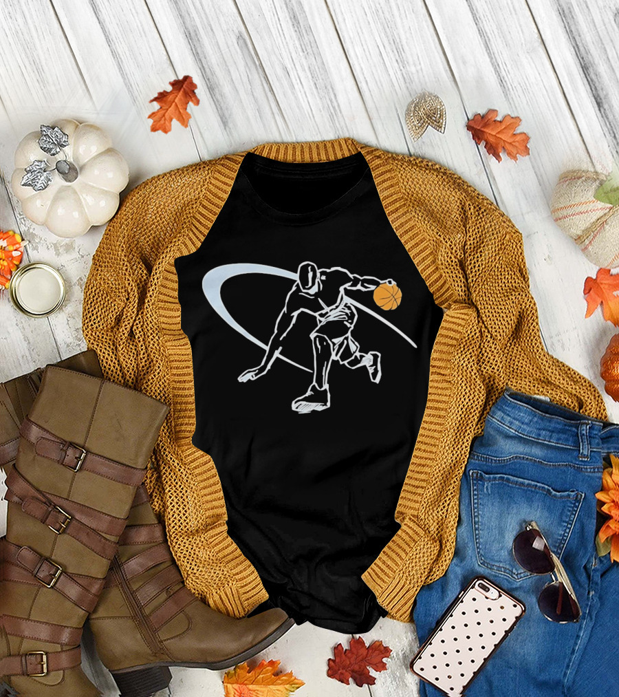 Basketball Player Dribbling Motion with Dynamic Arc T-Shirt
