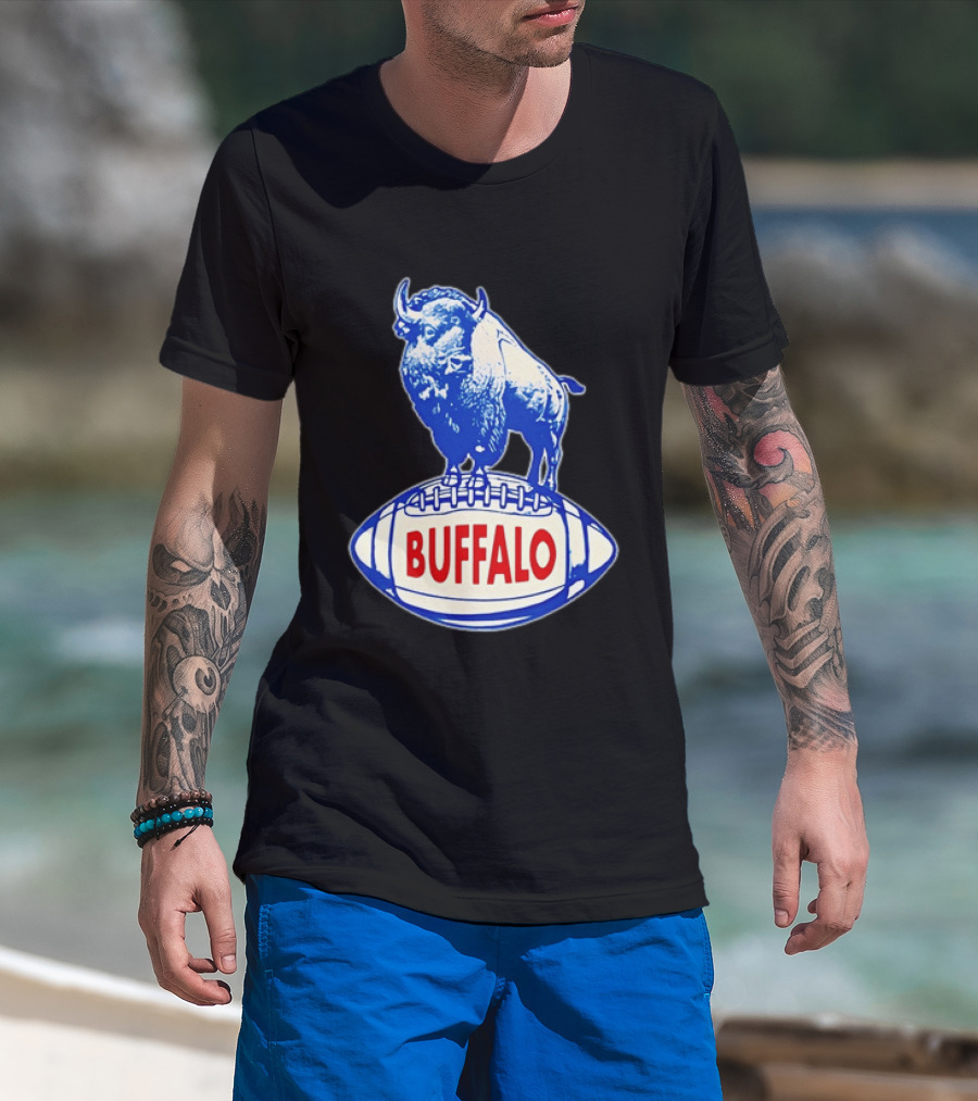 Buffalo Bills Vintage Standing Bison On Football Retro Nostalgia T-Shirt