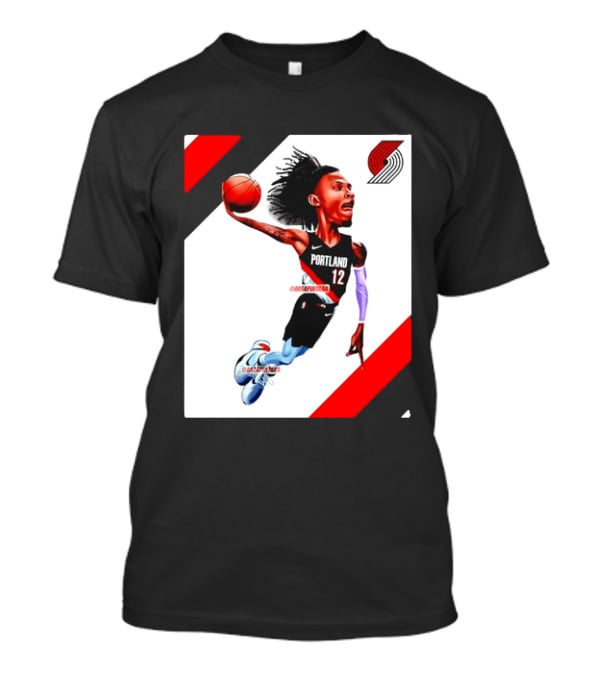 Portland Trail Blazers Ja Morant Crossover Art Dunking Basketball Player Jersey 12 T-Shirt
