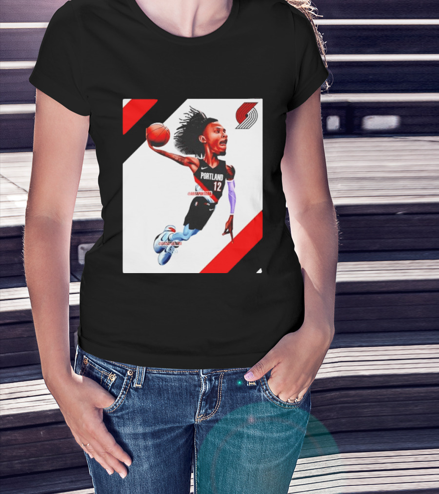 Portland Trail Blazers Ja Morant Crossover Art Dunking Basketball Player Jersey 12 T-Shirt