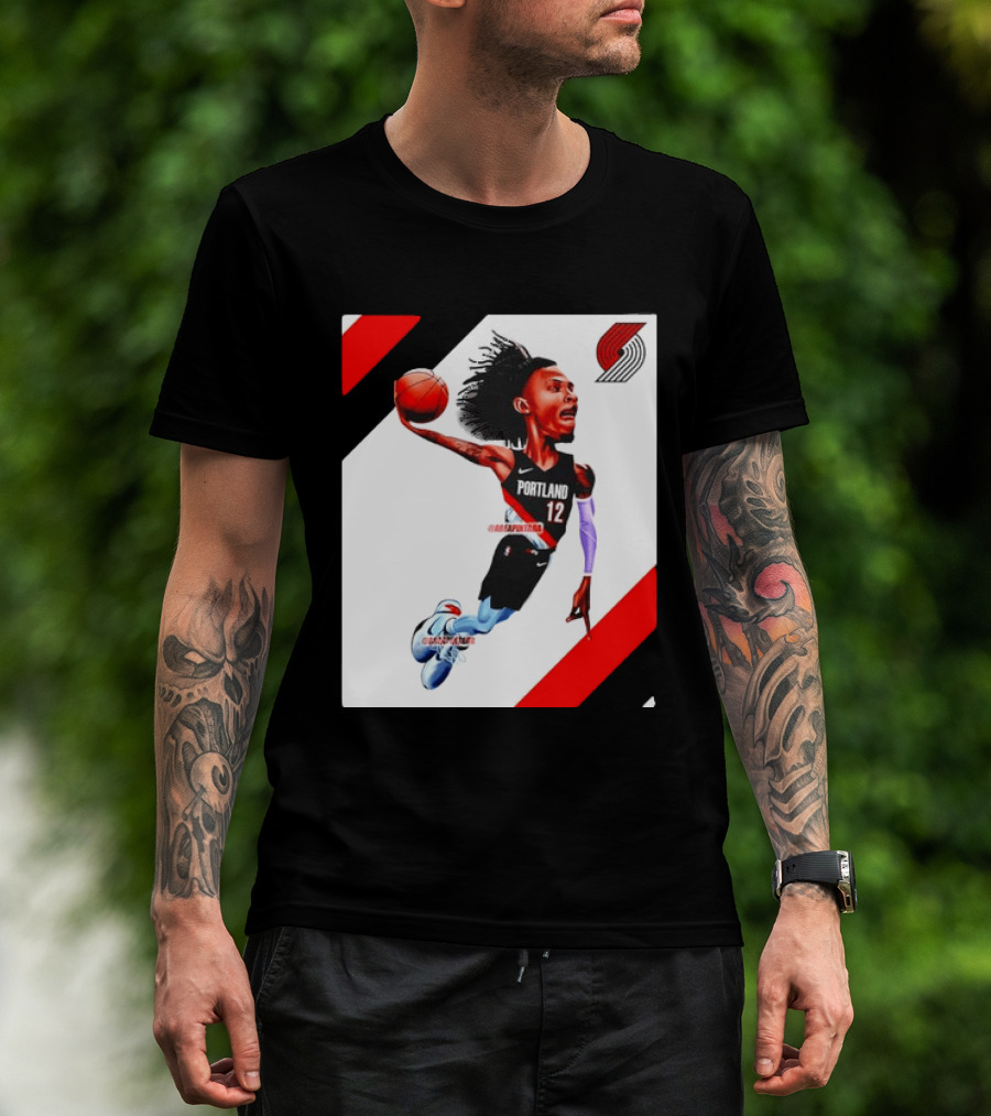 Portland Trail Blazers Ja Morant Crossover Art Dunking Basketball Player Jersey 12 T-Shirt