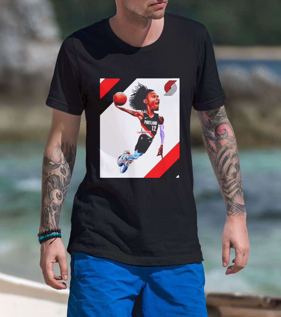 Portland Trail Blazers Ja Morant Crossover Art Dunking Basketball Player Jersey 12 T-Shirt