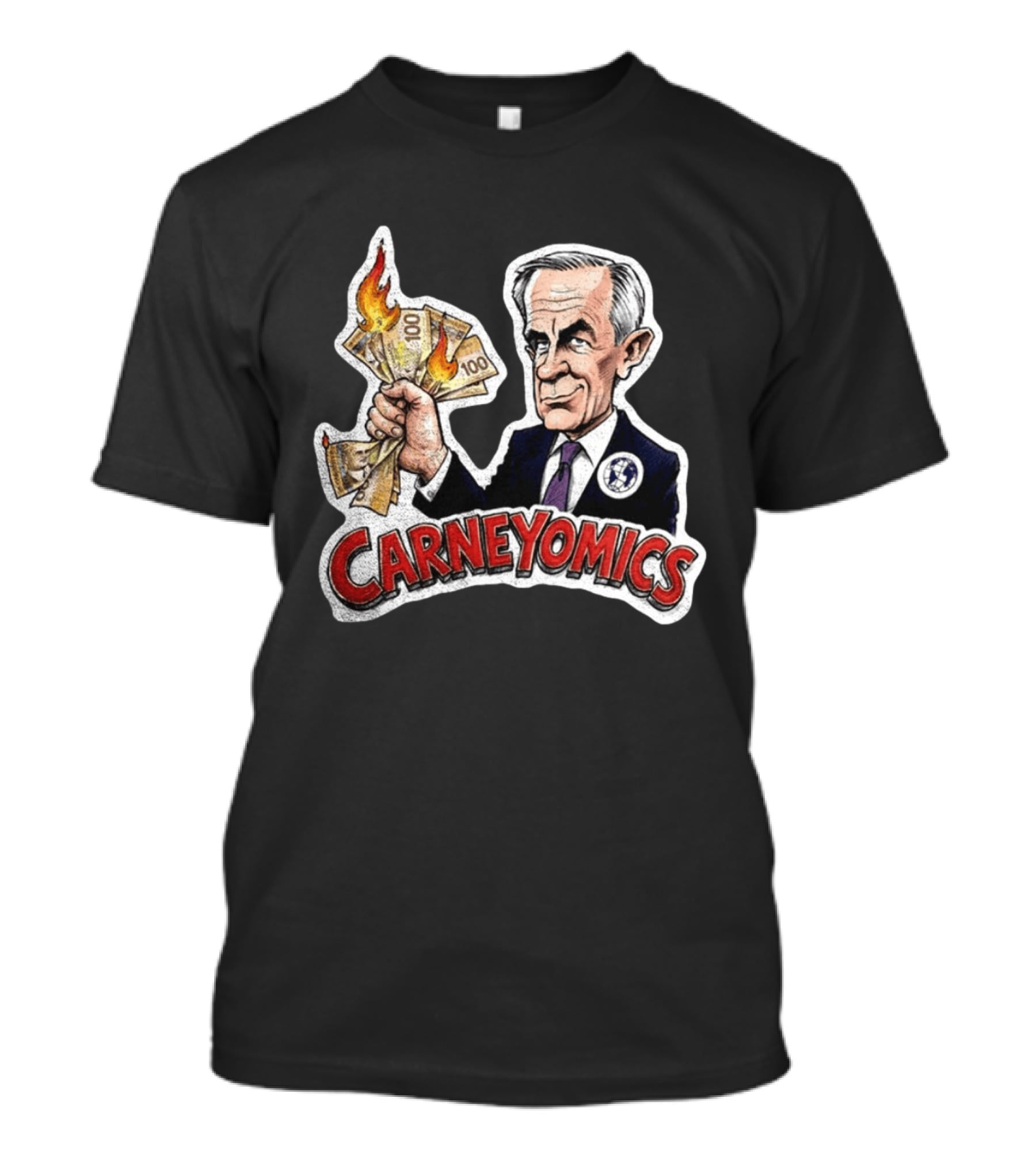 Carneyomics Mark Carney Burning Canadian Money T-Shirt