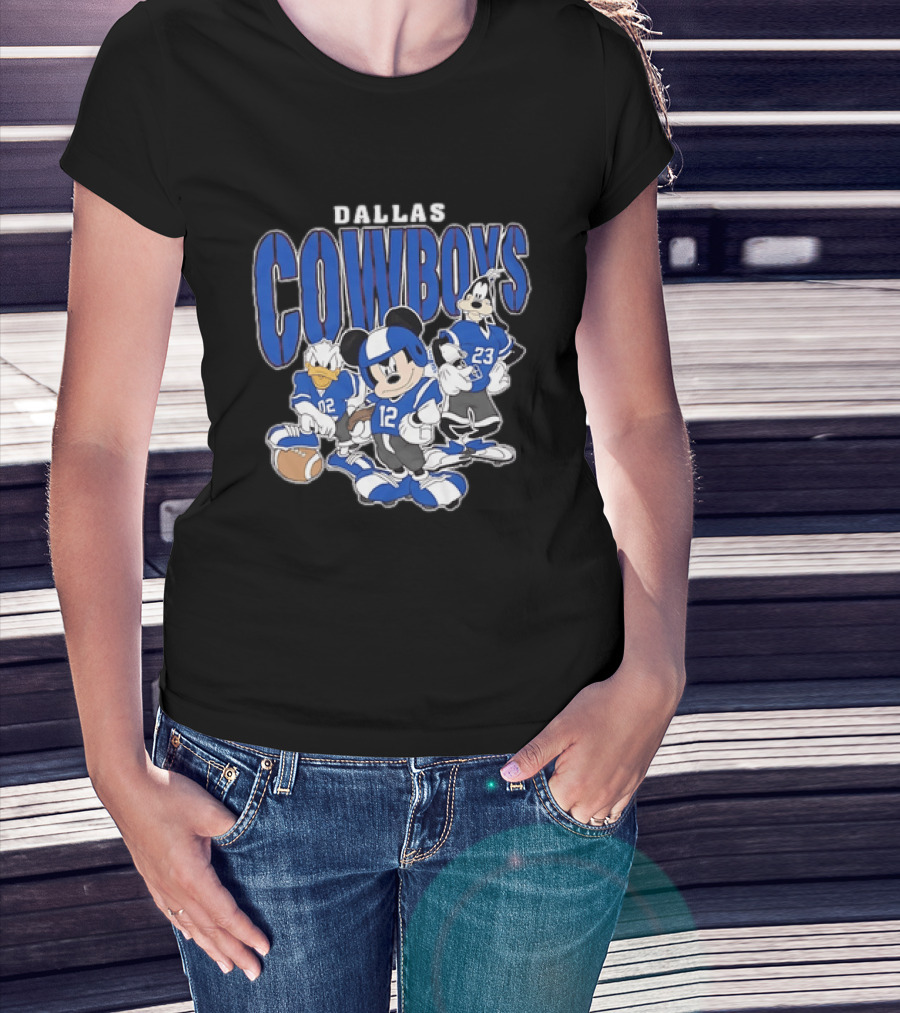 Dallas Cowboys Mickey Mouse Donald Duck Goofy Football Team Collaboration T-Shirt