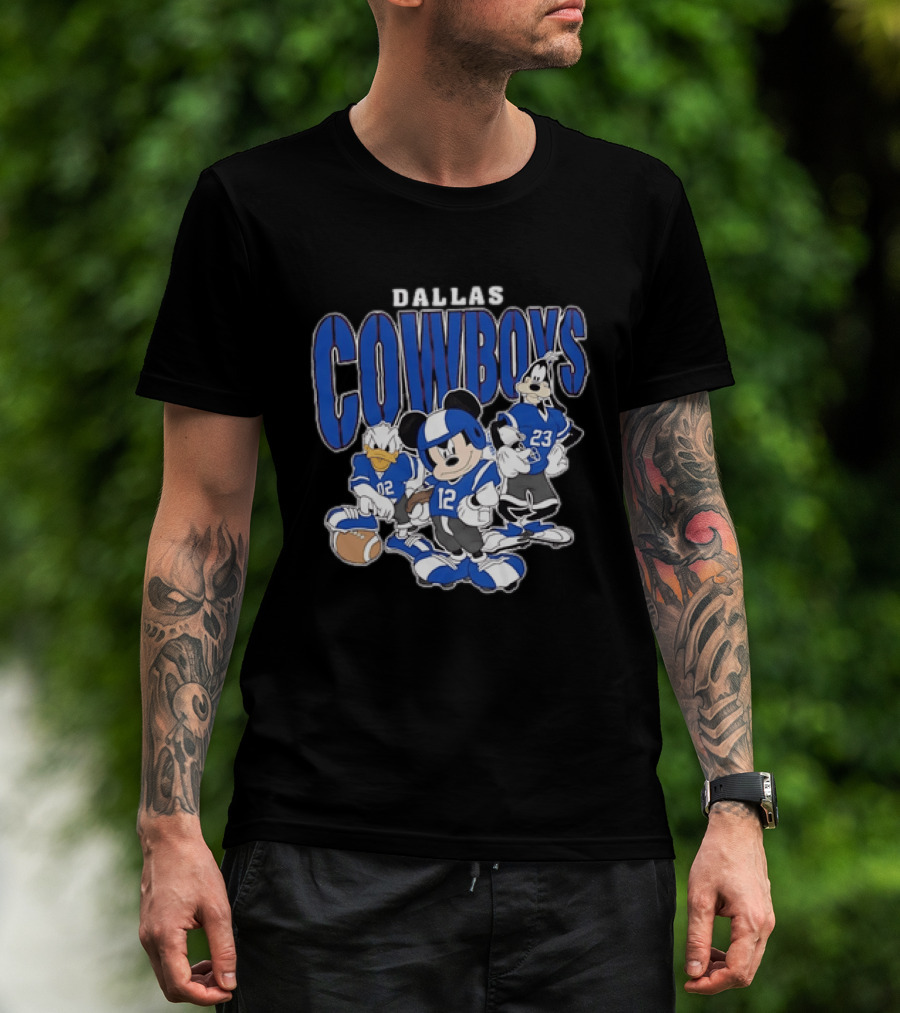 Dallas Cowboys Mickey Mouse Donald Duck Goofy Football Team Collaboration T-Shirt