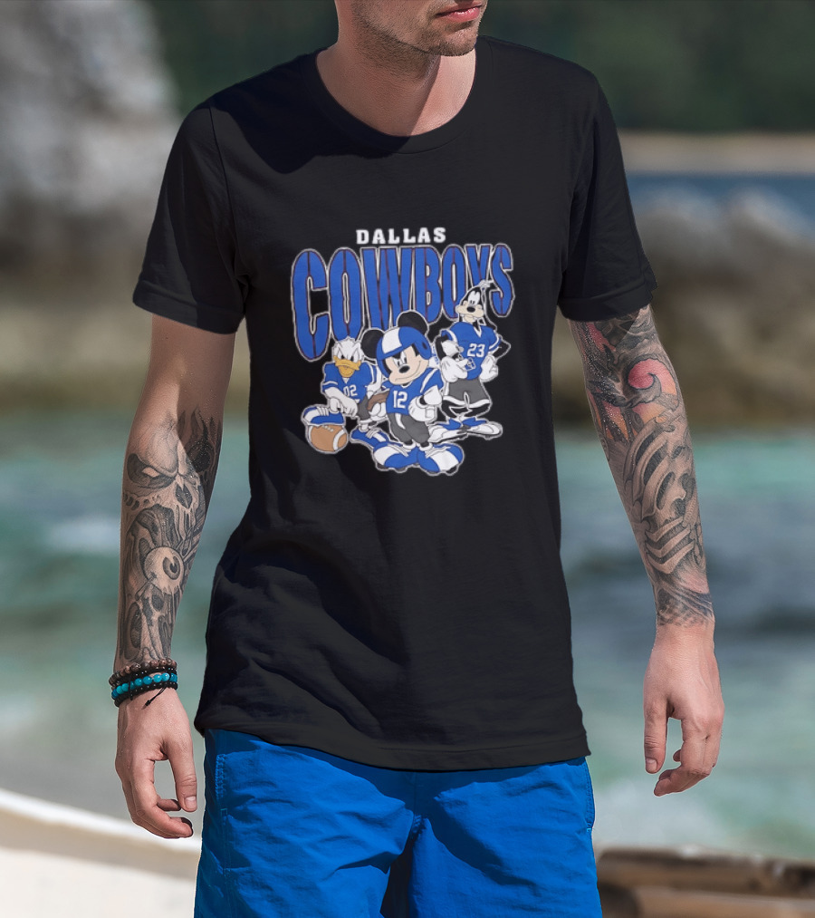 Dallas Cowboys Mickey Mouse Donald Duck Goofy Football Team Collaboration T-Shirt