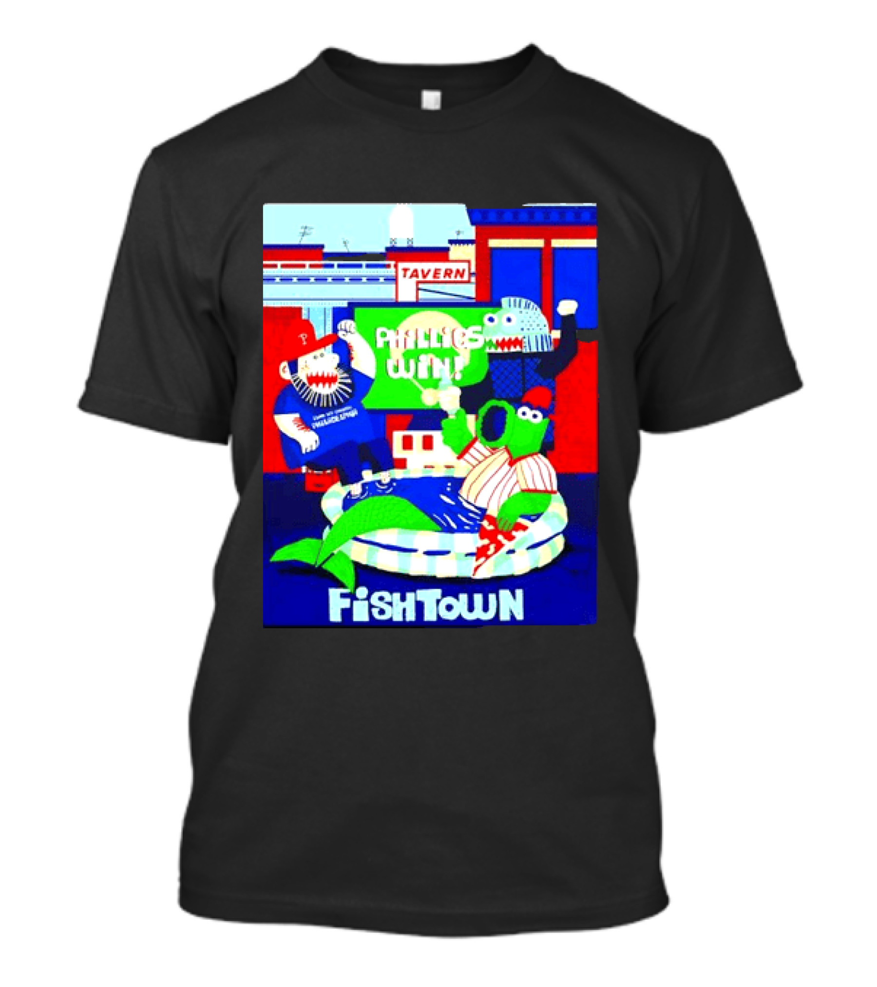 Phillies Win City Of Neighborhoods Fishtown Phillies Phanatic Tavern Scene T-Shirt