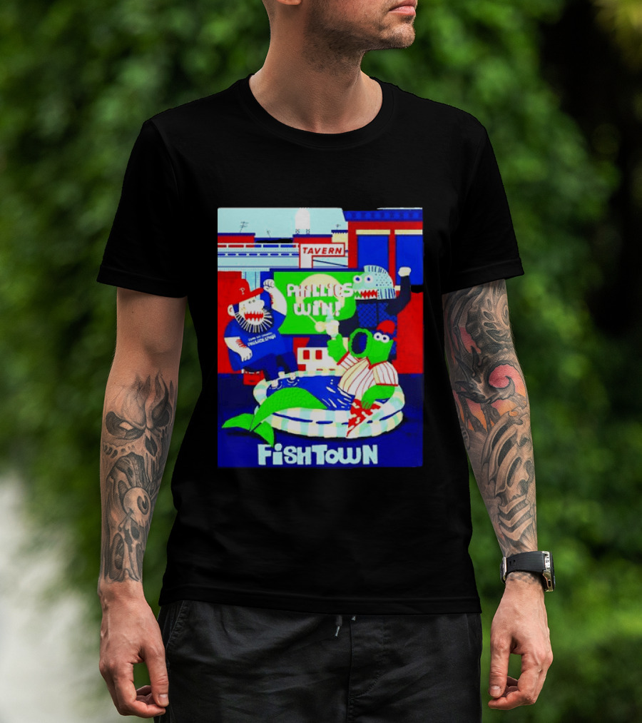Phillies Win City Of Neighborhoods Fishtown Phillies Phanatic Tavern Scene T-Shirt