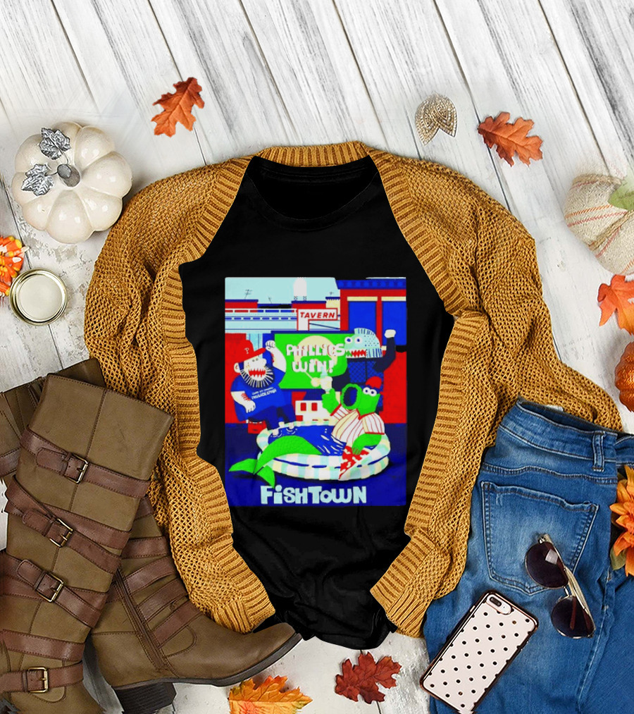 Phillies Win City of Neighborhoods Fishtown Phillies Phanatic Tavern Scene T-Shirt