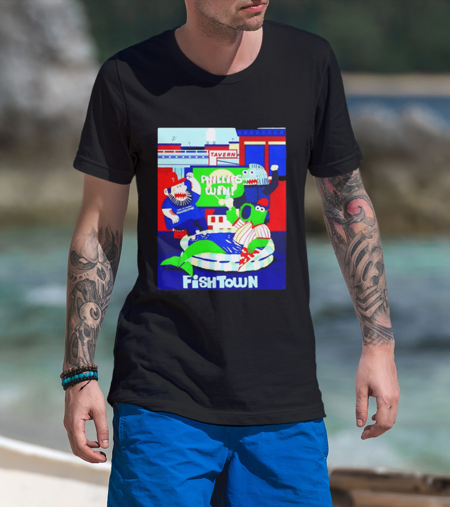 Phillies Win City Of Neighborhoods Fishtown Phillies Phanatic Tavern Scene T-Shirt