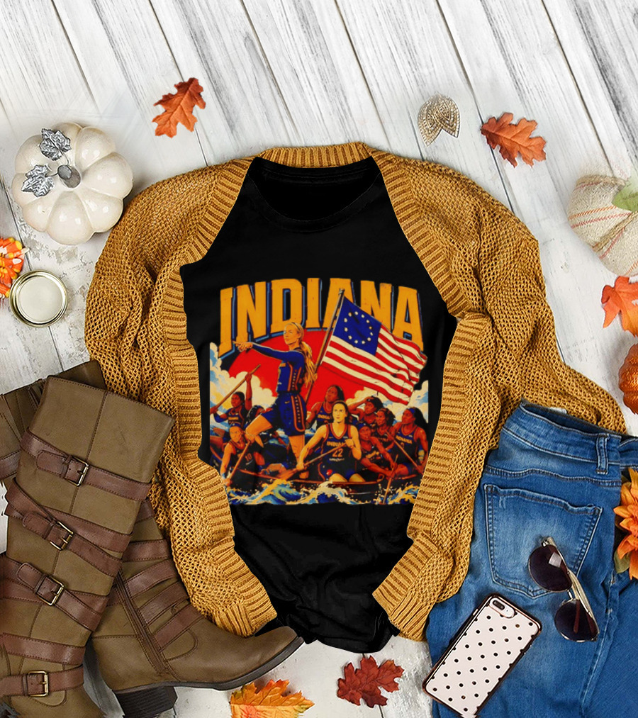 Indiana Basketball Team Sophie Cunningham Crossing The Delaware Flag T-Shirt