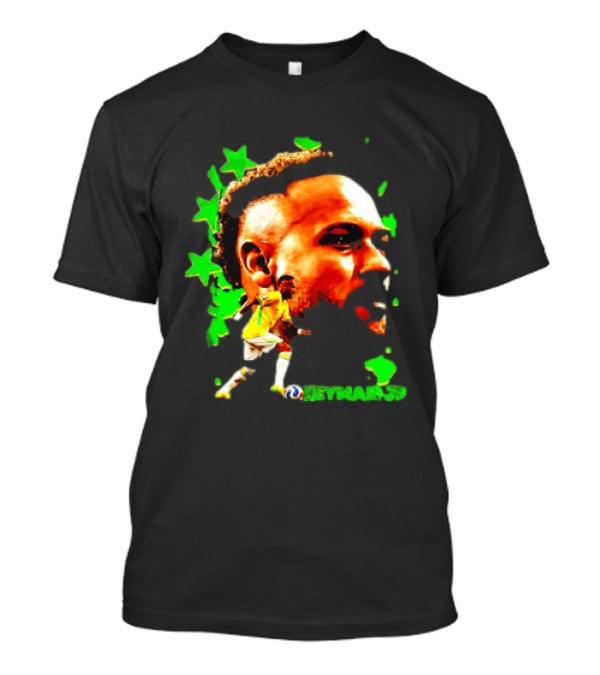 Neymar Jr Brazil Football Star With Green Stars And Soccer Ball T-Shirt
