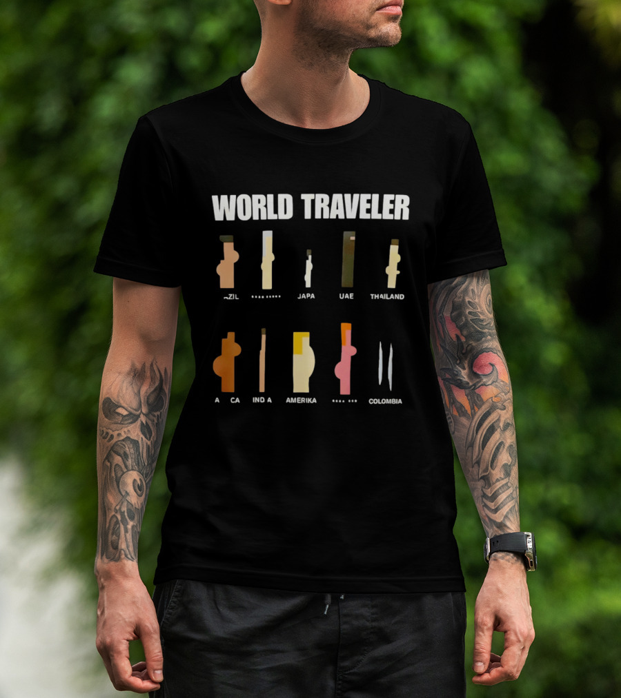 World Traveler Brazil Japan UAE Thailand Africa India America Colombia 2026 T-Shirt