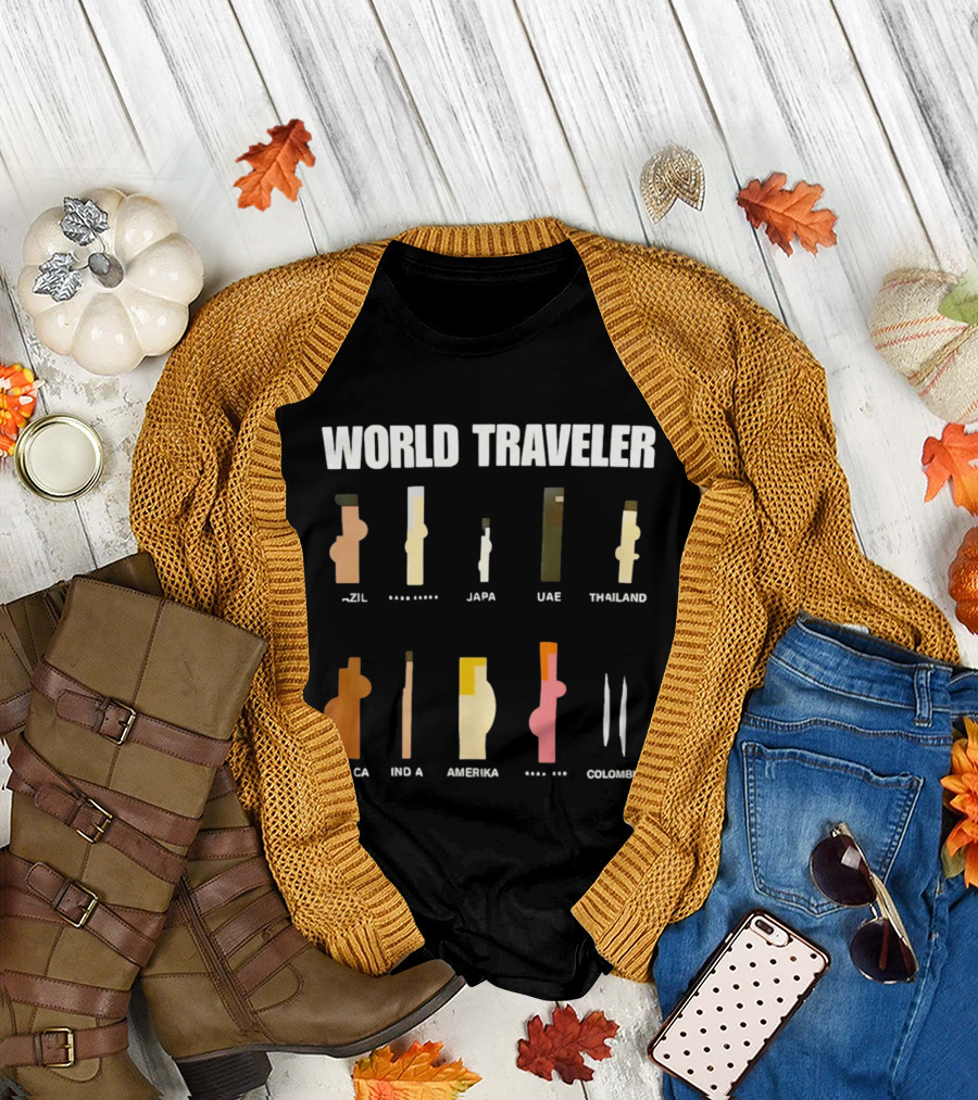 World Traveler Brazil Japan UAE Thailand Africa India America Colombia 2026 T-Shirt