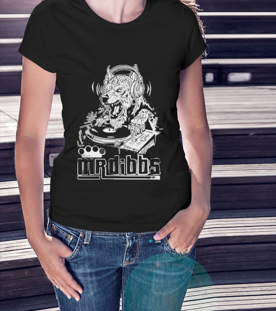 Mr Dibbs Werewolf DJ Sound Wave Technics 1200 Turntable T-Shirt