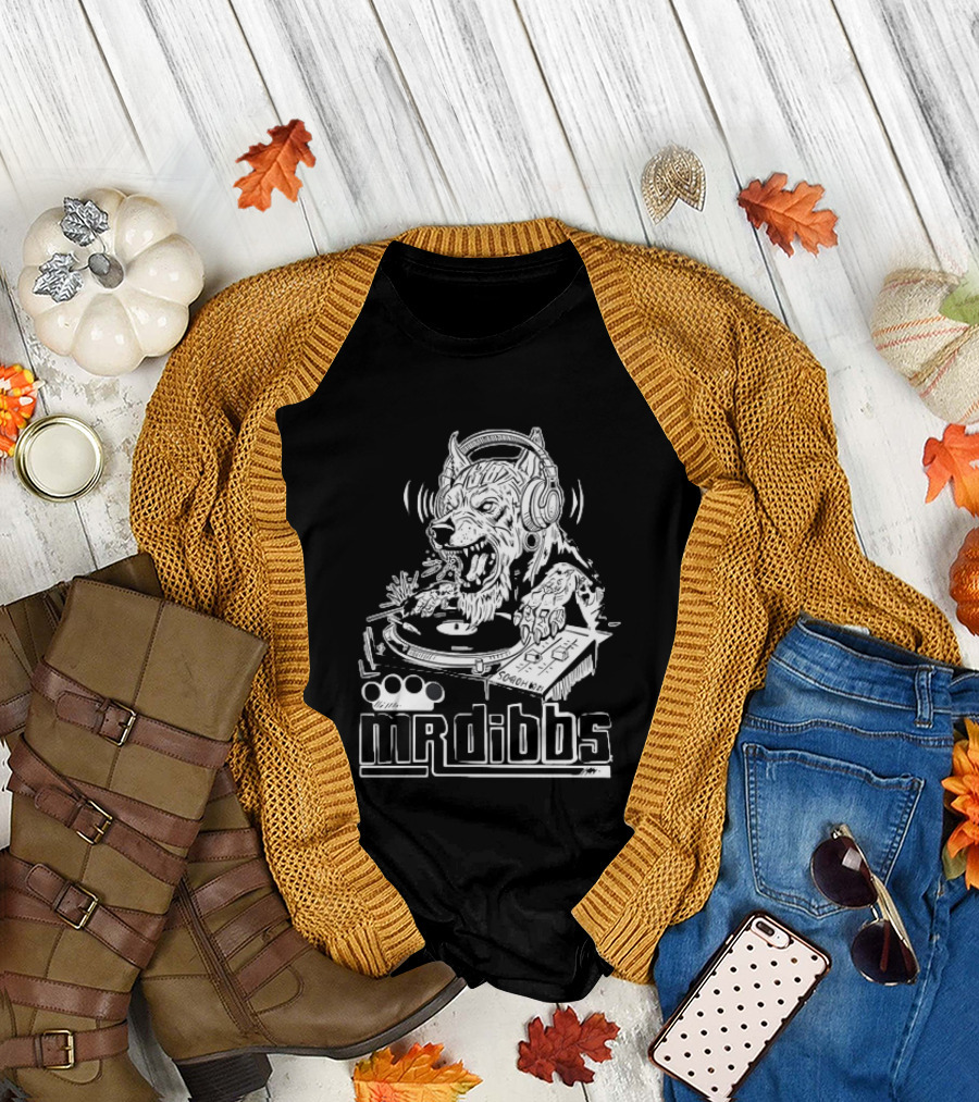 Mr Dibbs Werewolf DJ Sound Wave Technics 1200 Turntable T-Shirt