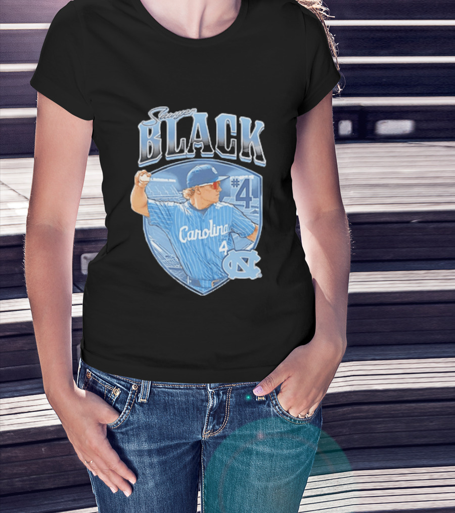 Sawyer Black Carolina Tar Heels #4 Baseball Player T-Shirt
