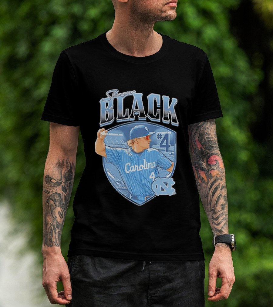 Sawyer Black Carolina Tar Heels #4 Baseball Player T-Shirt