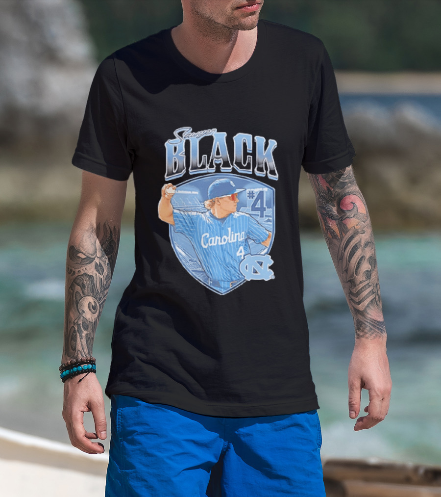 Sawyer Black Carolina Tar Heels #4 Baseball Player T-Shirt