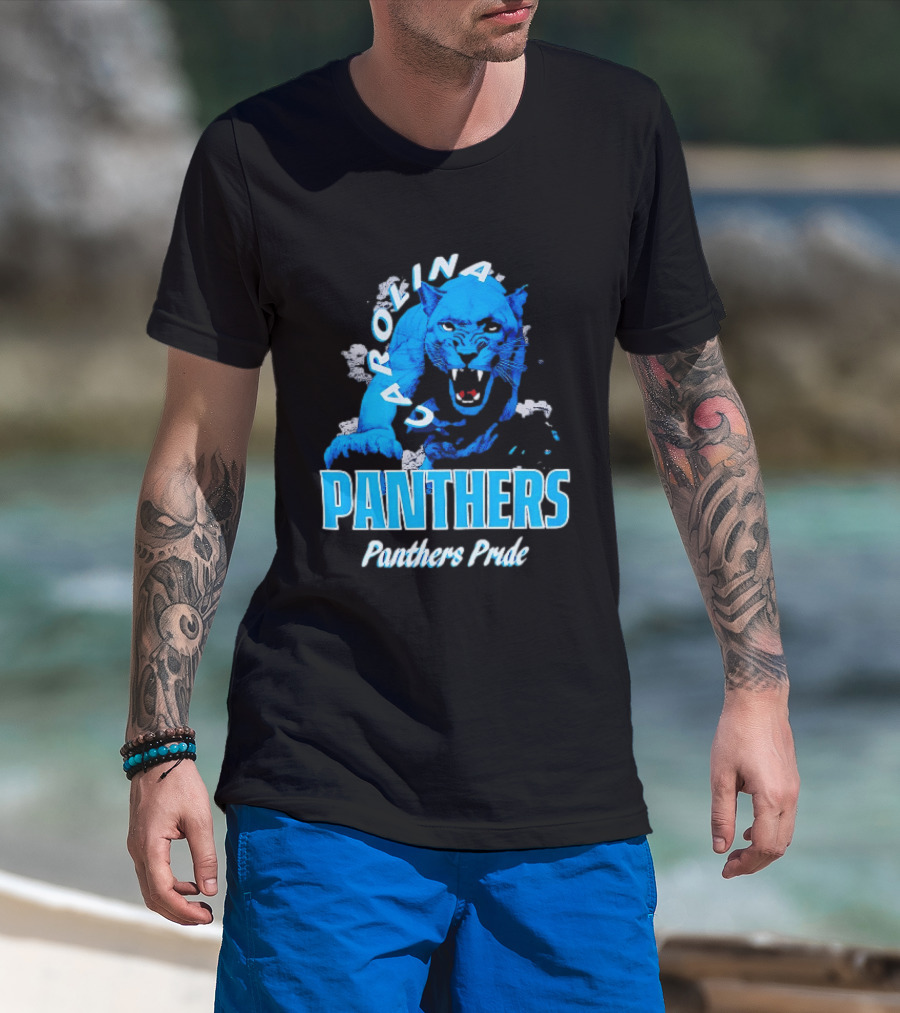 Carolina Panthers Pride Charging Forward Fierce Blue Panther T-Shirt