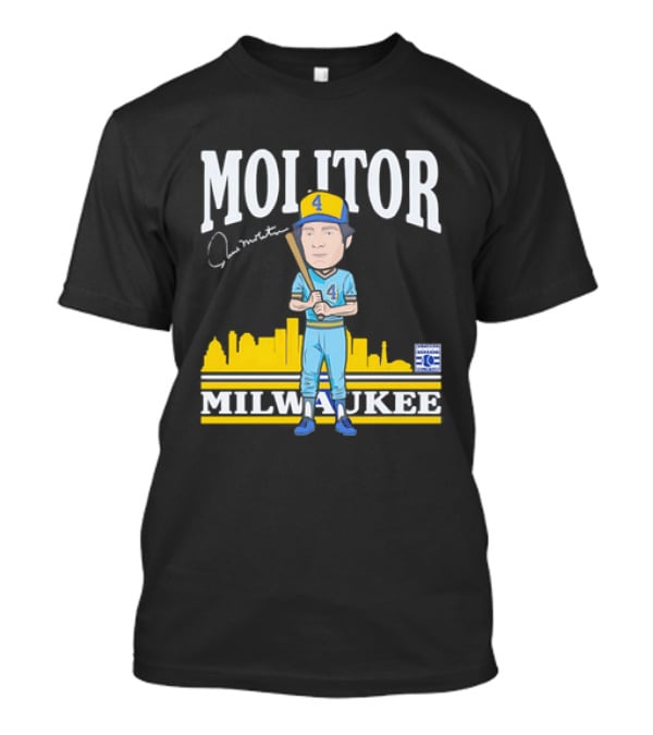 Paul Molitor Milwaukee Brewers Hall Of Fame 4 Caricature City Skyline T-Shirt