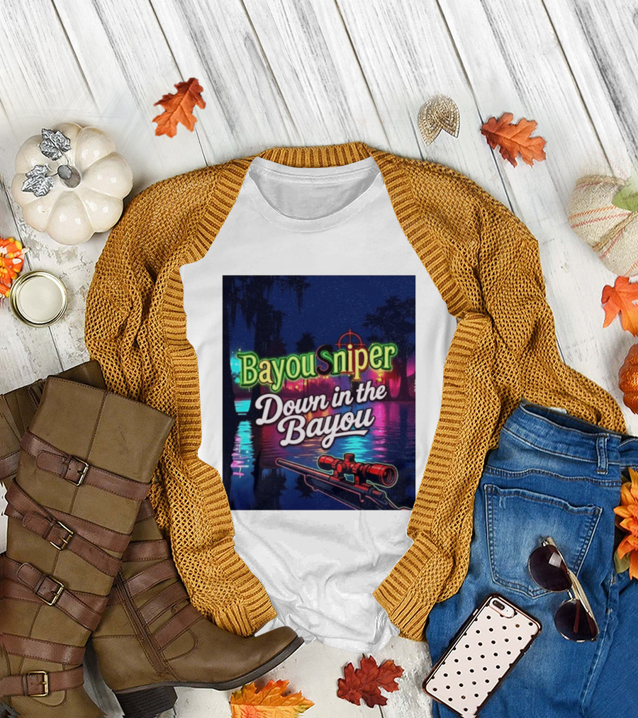 Bayou Sniper Down In The Bayou Retro Night Scene T-Shirt