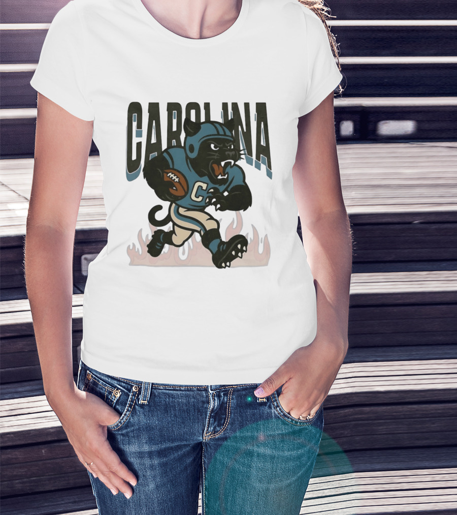 Carolina Panther Football Player Running With Ball T-Shirt