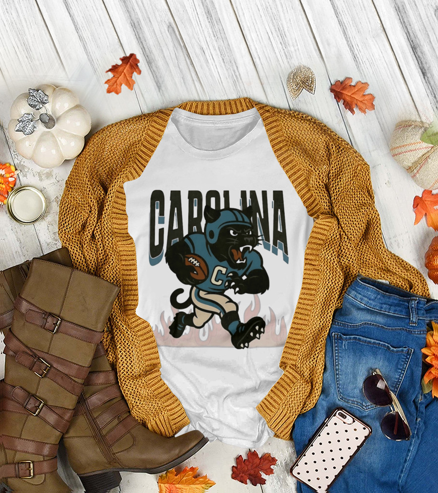 Carolina Panther Football Player Running with Ball T-Shirt
