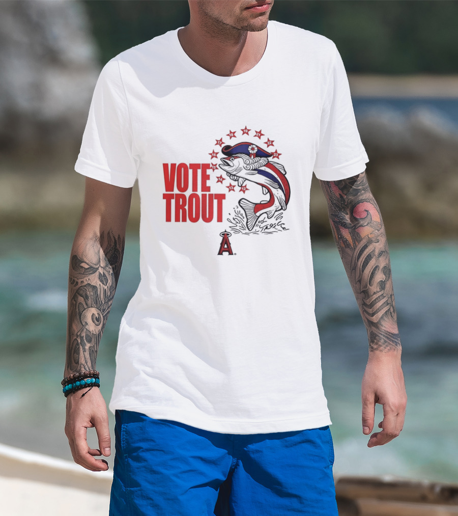 Los Angeles Angels Vote Trout Red Blue Star Fish T-Shirt