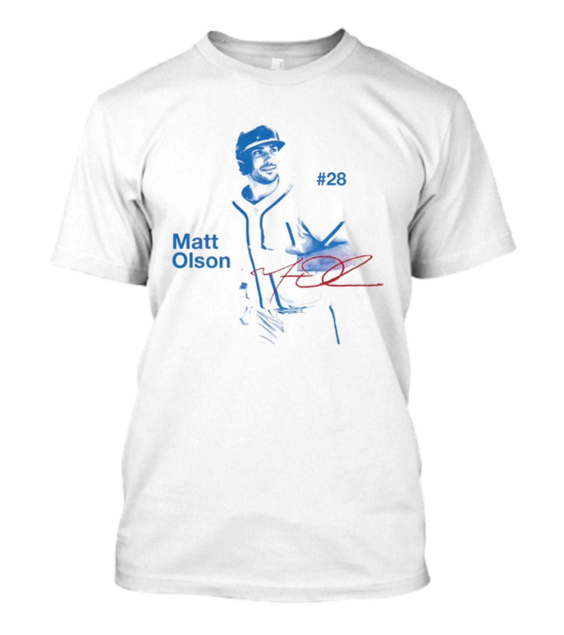 Matt Olson Atlanta Braves Number 28 MLB Star Player Signature T-Shirt