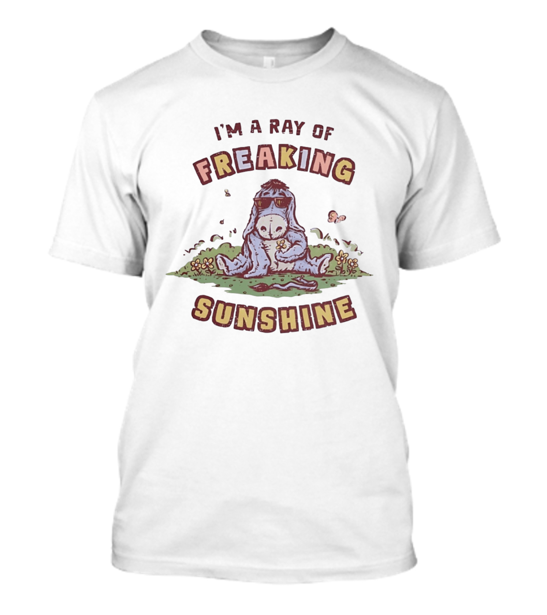 Eeyore I'm A Ray Of Freaking Sunshine Sitting In Flowers T-Shirt