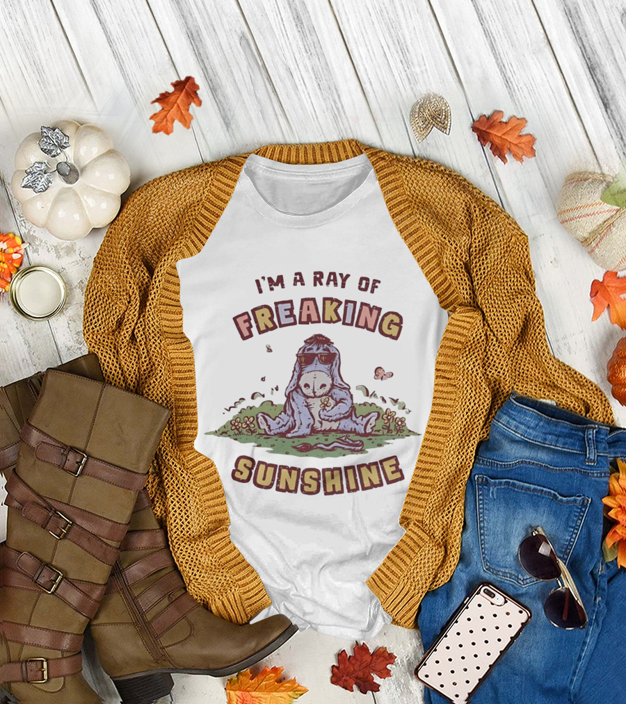 Eeyore I'm a Ray of Freaking Sunshine Sitting in Flowers T-Shirt